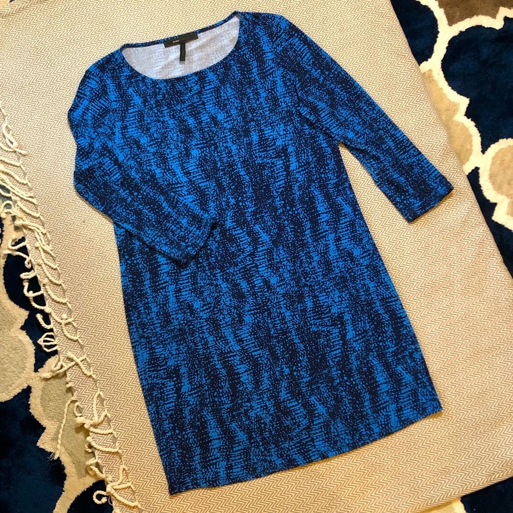 BCBGMaxAzria Blue & Black shift Dress, Medium
